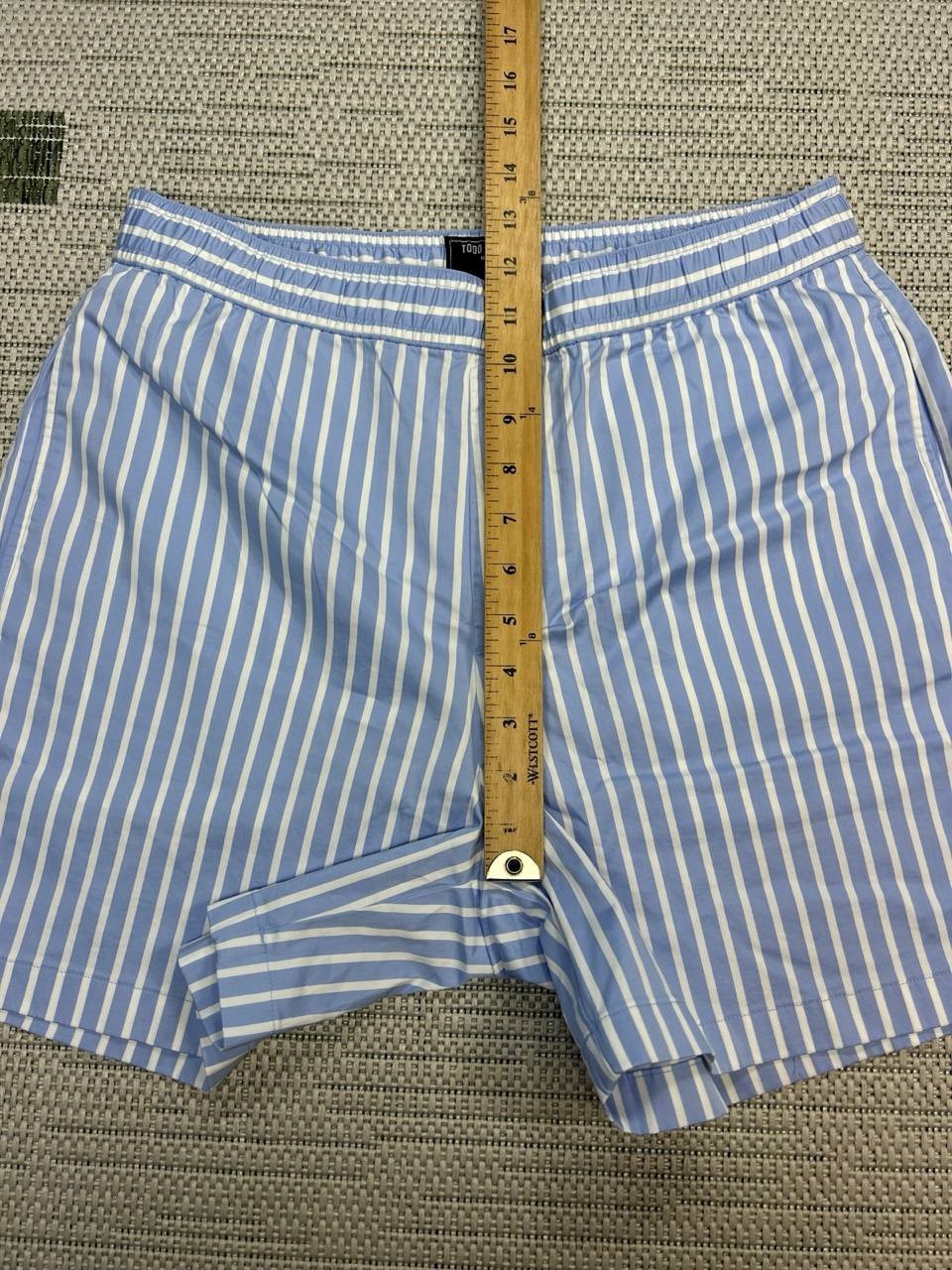 Todd Snyder 5 Inseam Striped Poplin Shorts Mens Small Blue Cotton Stretch New