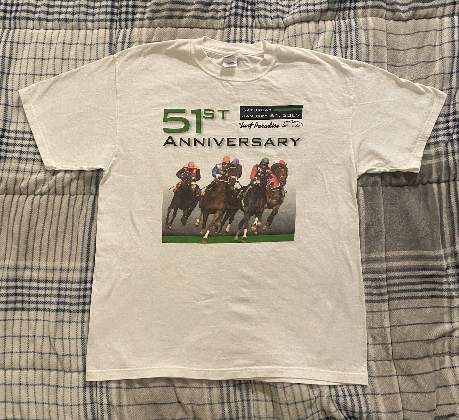 Anvil Blue Bar 2007 Turf Paradise Quarter Horse Racing T shirt Double Sided XL