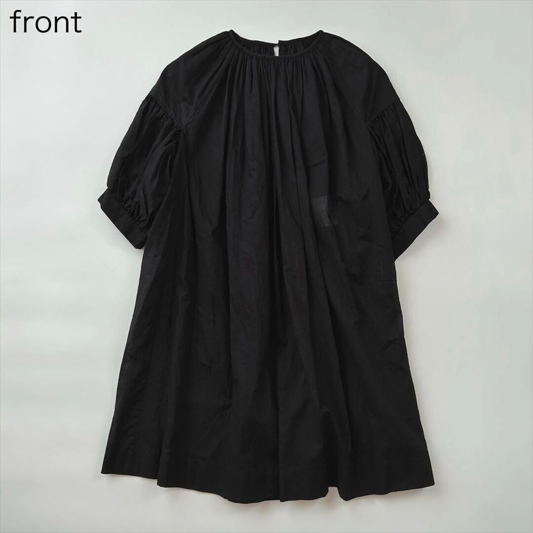 tricot Comme des Garcons Black Sheer Puff Sleeve Gathered Blouse Dress Auth