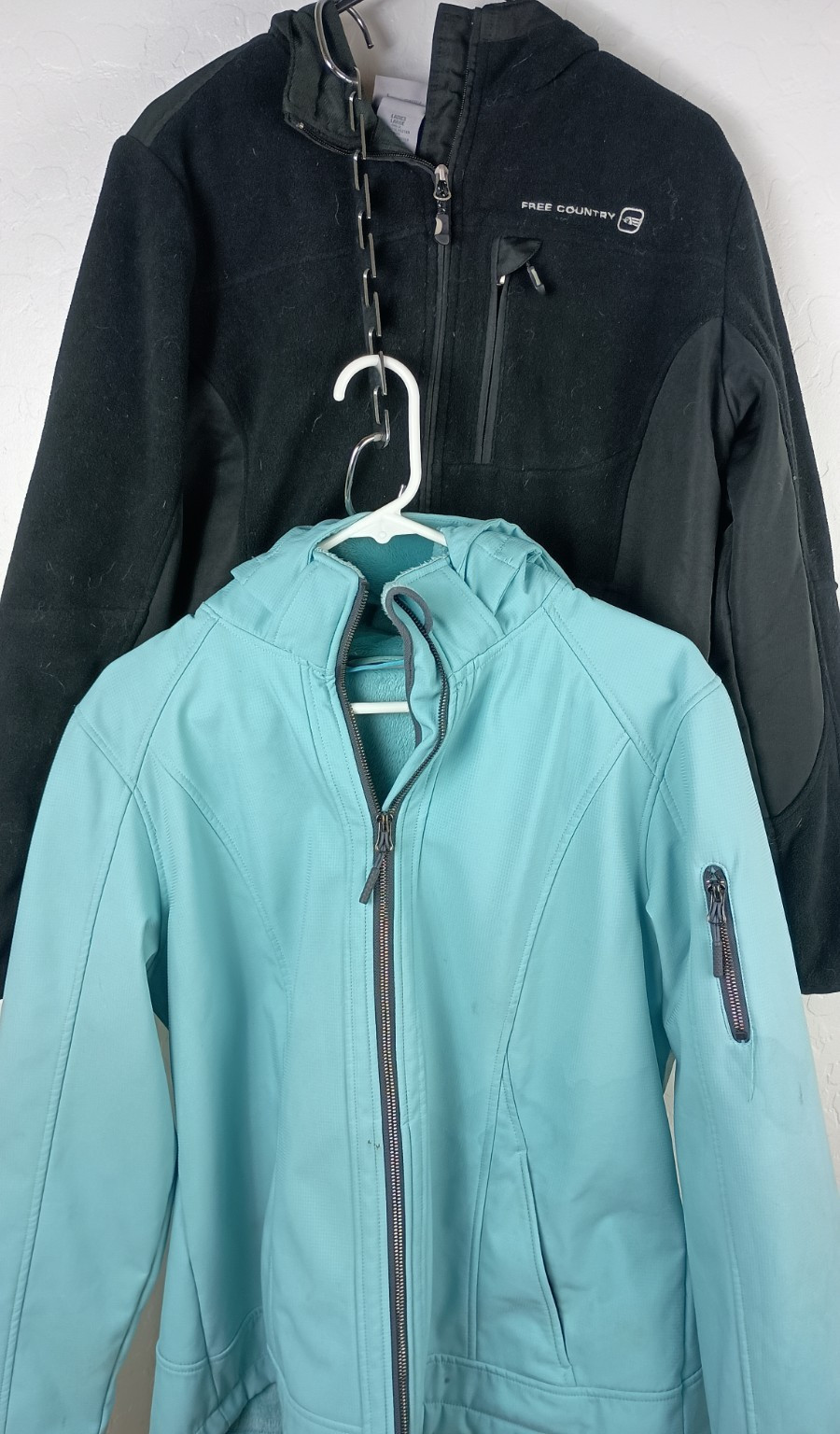 Lot of 2 Women’s Free Country Sportswear Jacket Coat Black and Sky Blue
