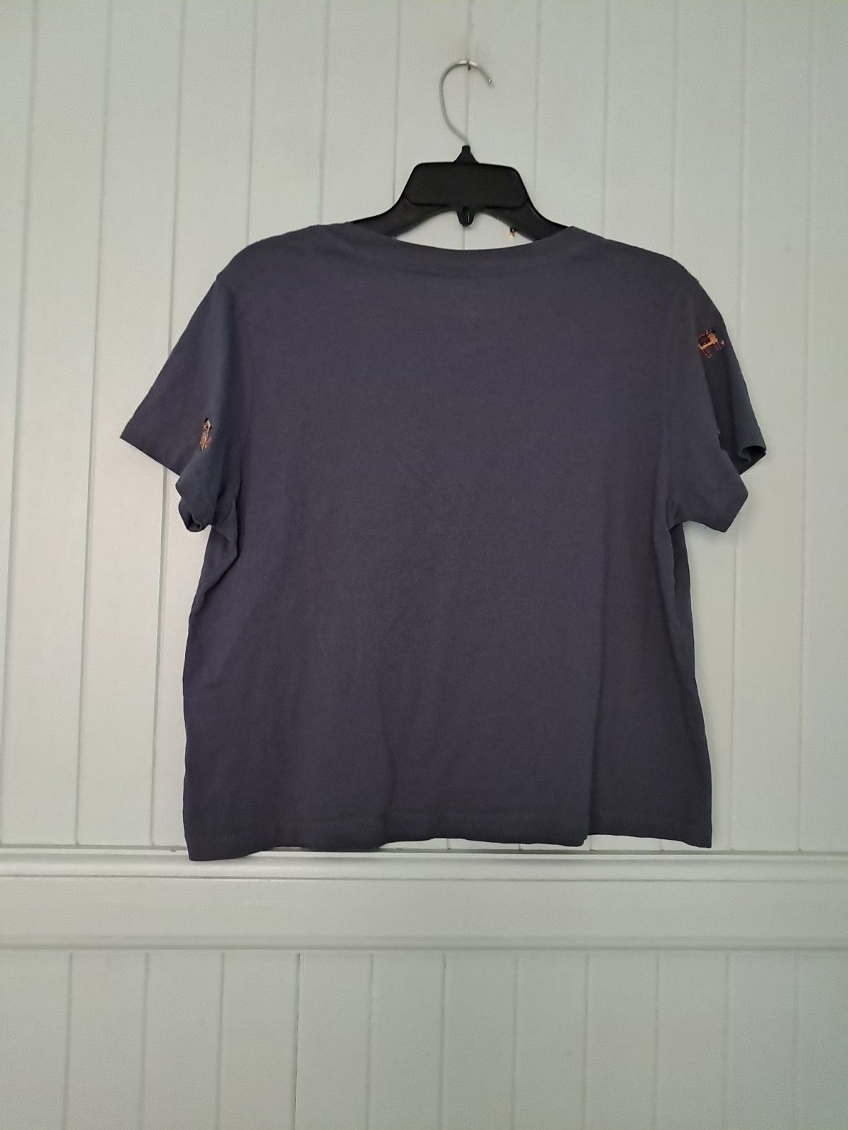 Natural Life Fave Little Things Embroidered Cotton T-Shirt Sz M Gray