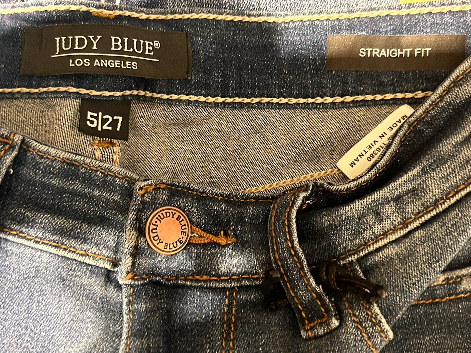 Judy Blue Jeans Women’s Sz 5/27 High Waist Straight Distressed Fade JB8601 DK