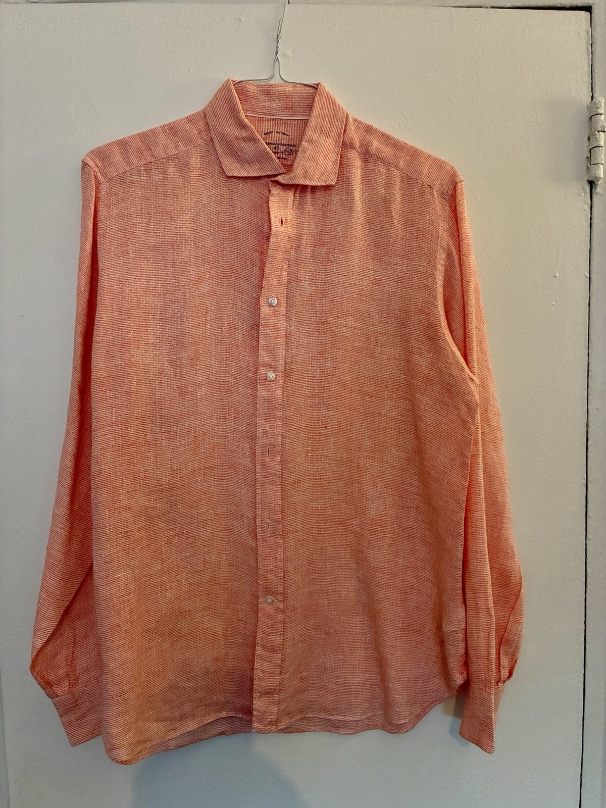 Luxe Camicissima men’s button-down Orange Texture size 40 (15 1/2 US) 100% Linen