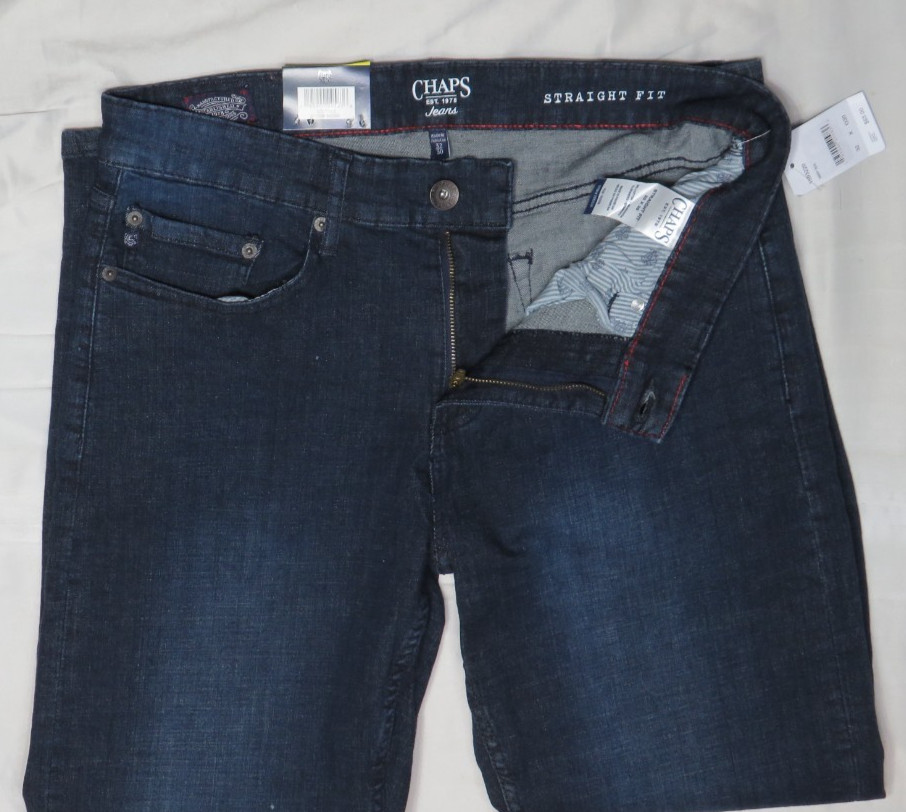 RALPH LAUREN CHAPS DEEP SEA BLUE JEANS 32×30 STRAIGHT FIT FREEDOM STRETCH NWT
