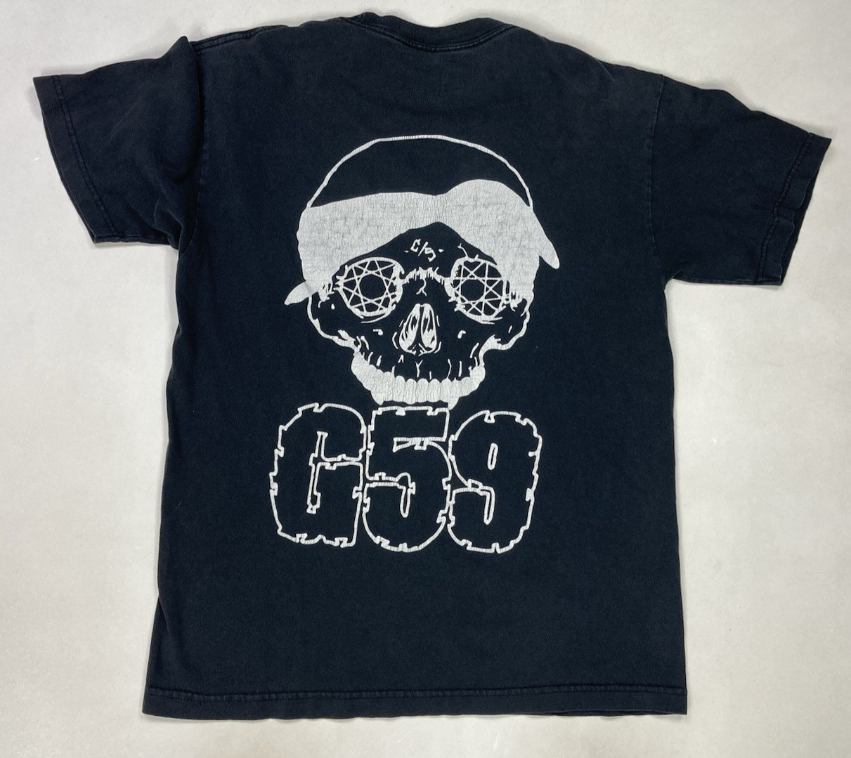 G59 Records Grey Five Nine Skull Graphic T-shirt Men Medium Black Music