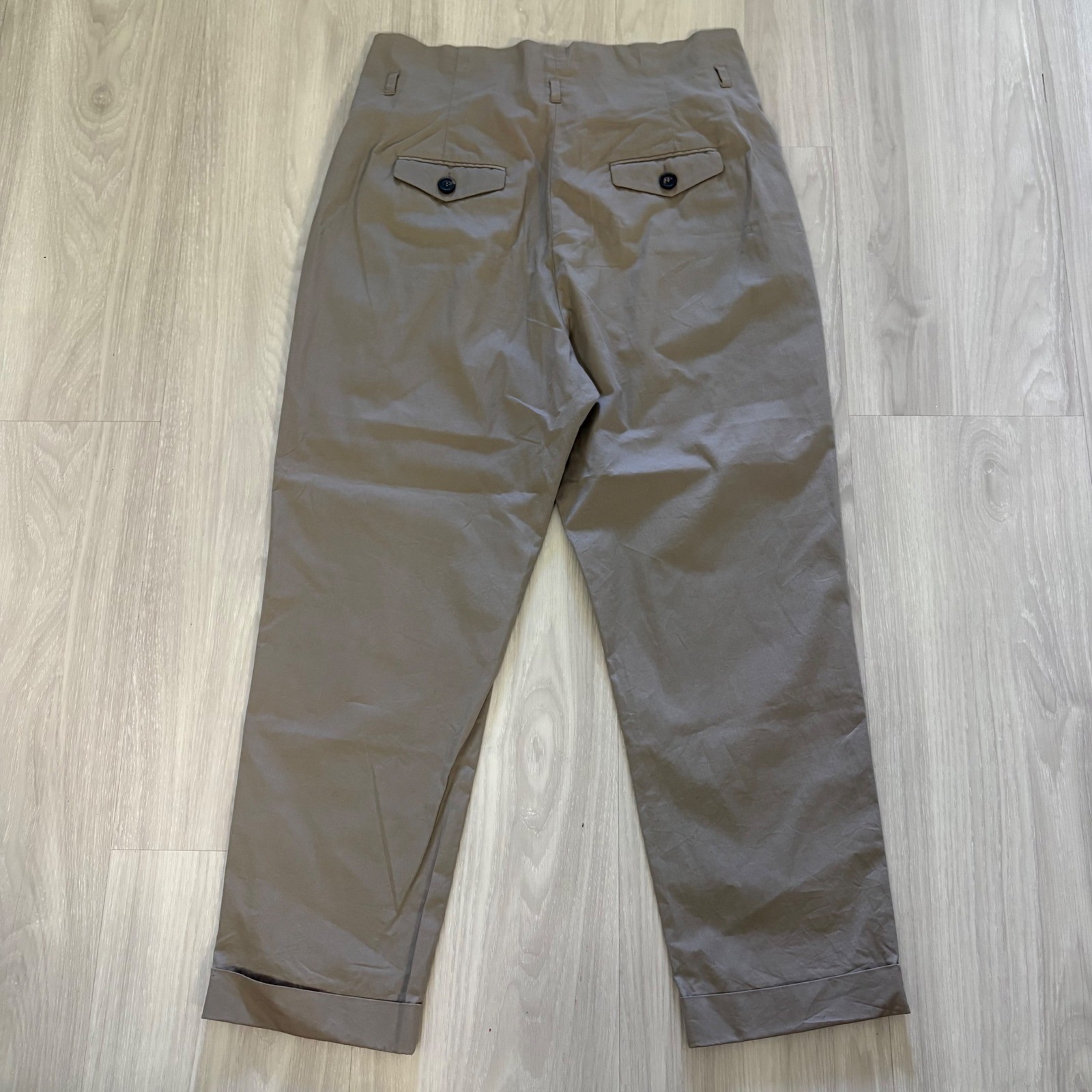 Peserico Pant Women High Waisted Pleated Tapered Trousers Taupe Brown Italy 46