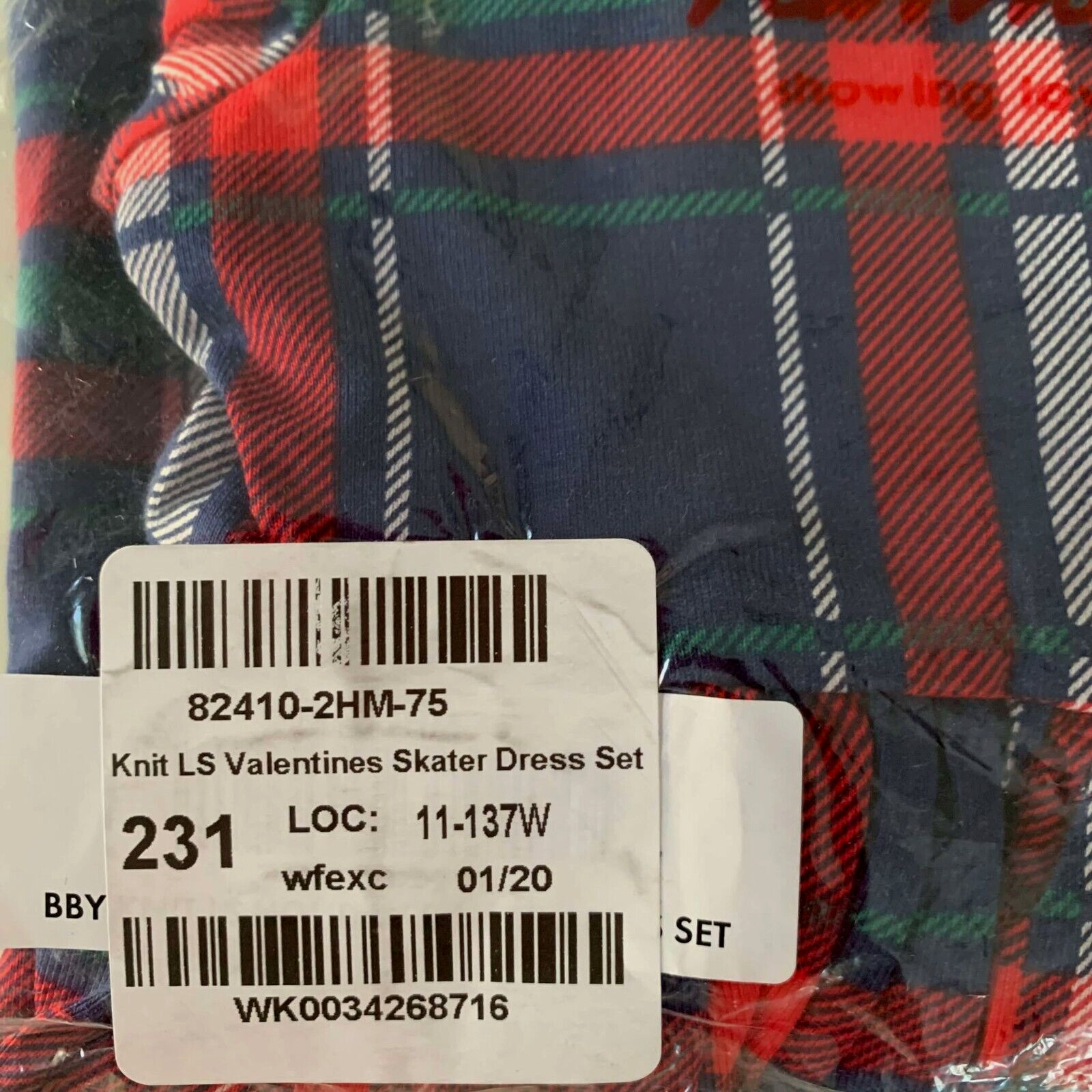Hanna Andersson Sweet Plaid Skater Dress & Leggings Set. 12-18 Months, 75 cm
