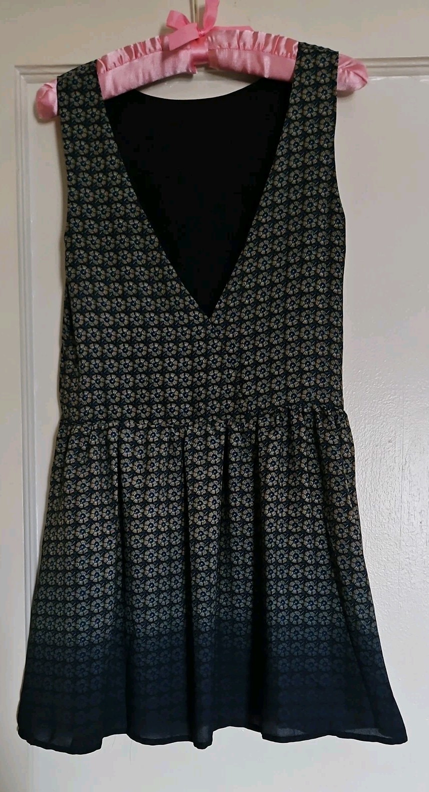 Shift Dress by Olivaceous in Blue Floral with Ombre Hem in Size Small