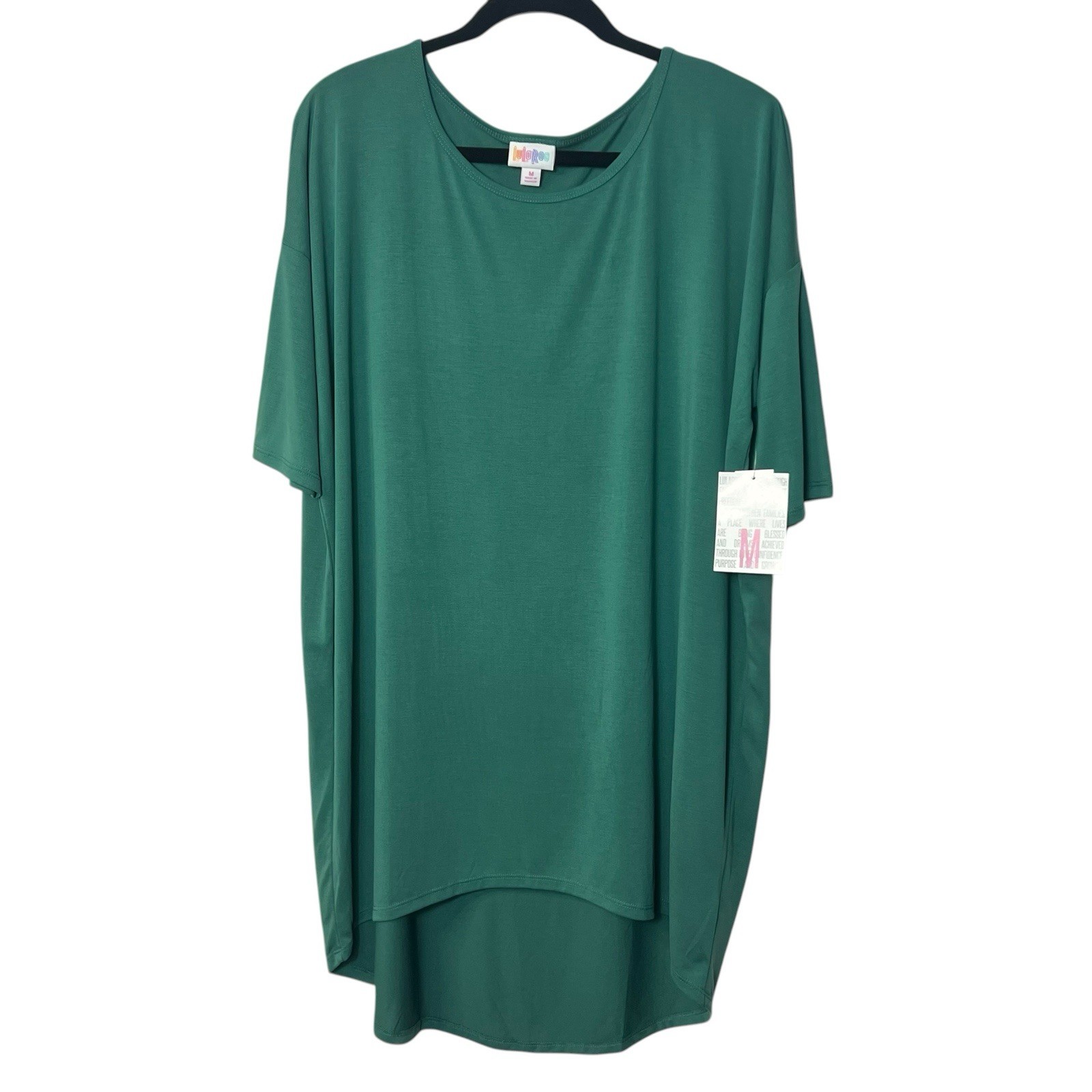 LuLaRoe Women’s Irma Medium Hi-low Solid Green Teal Shirt Dress Relaxed
