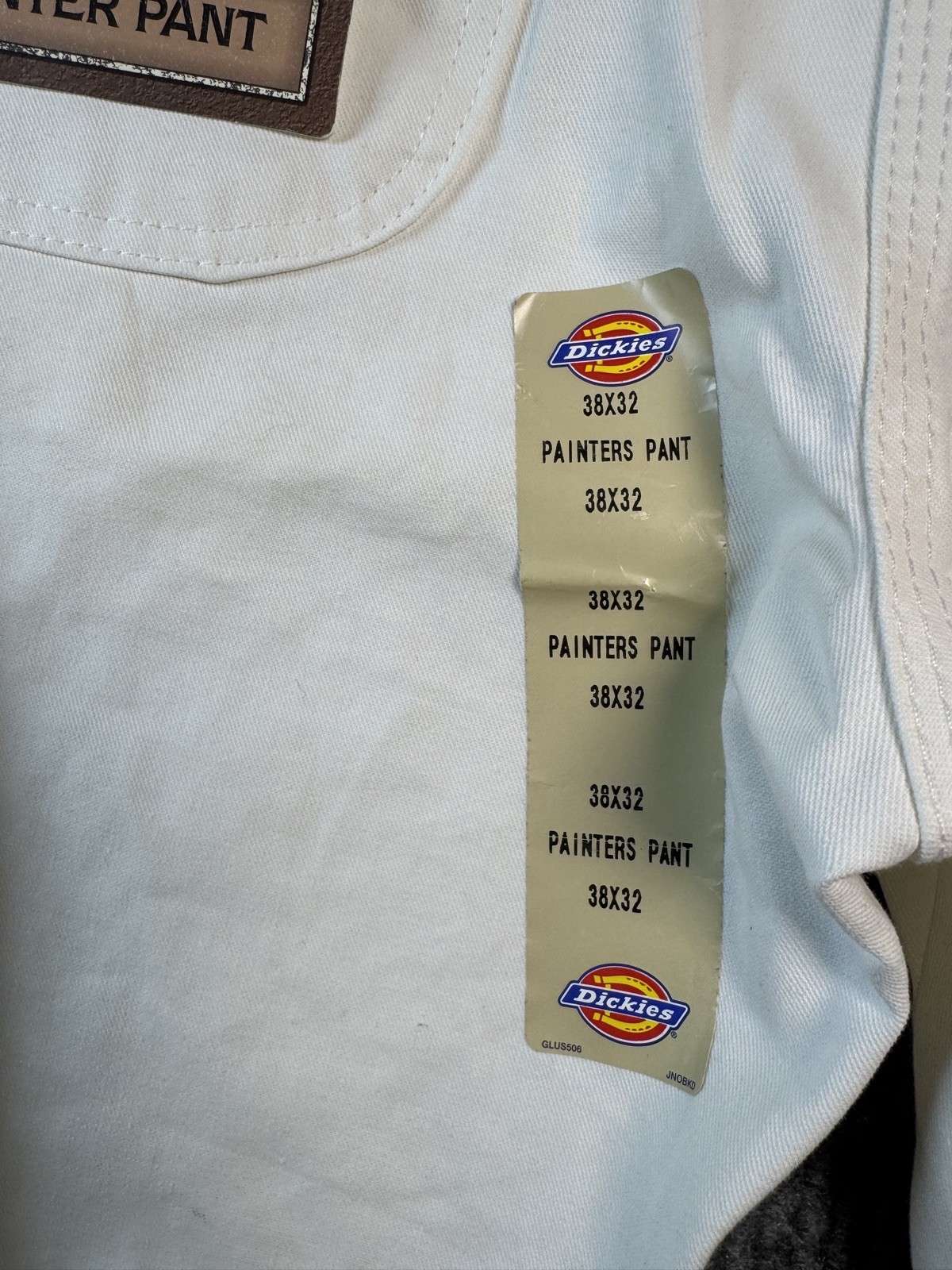 Dickies Pants Mens 38×32 White Canvas Carpenter Painter Workwear Hammer Loop NWT