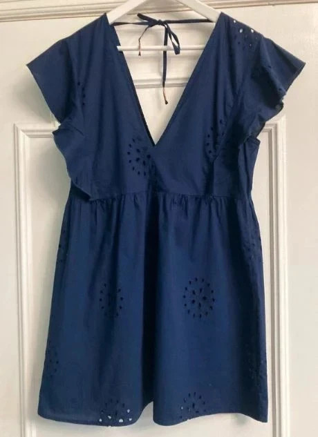 Matalan BNWT Navy Blue Cotton kaftan cover up summer holiday pool beach (69)