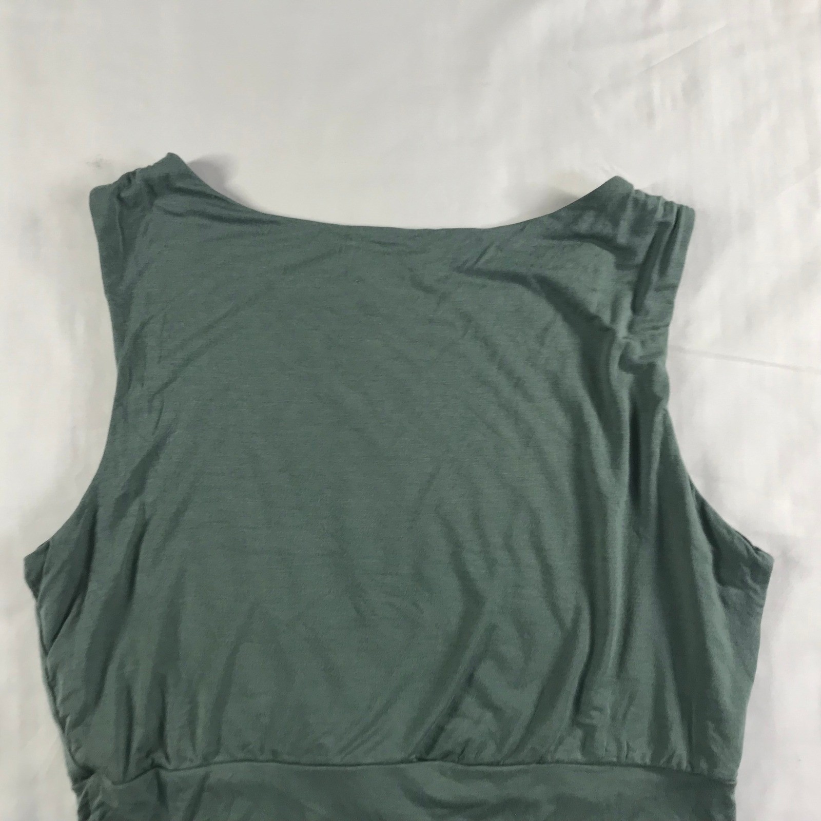 Sozy Sage Green Modal Blend Sleeveless Crop Top Boat Neck Banded Hem Large