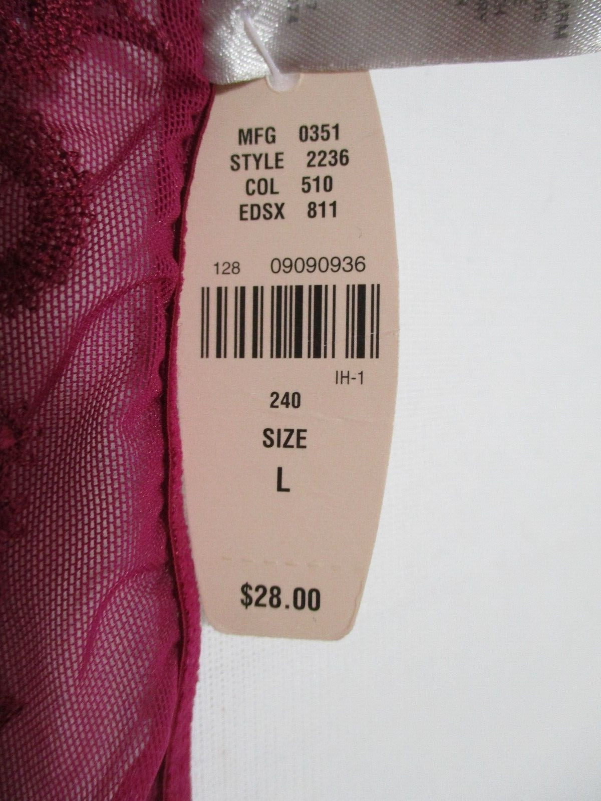 Victorias Secret Fushia Thong Panty Size L Mesh Lace Hiphugger Zipper