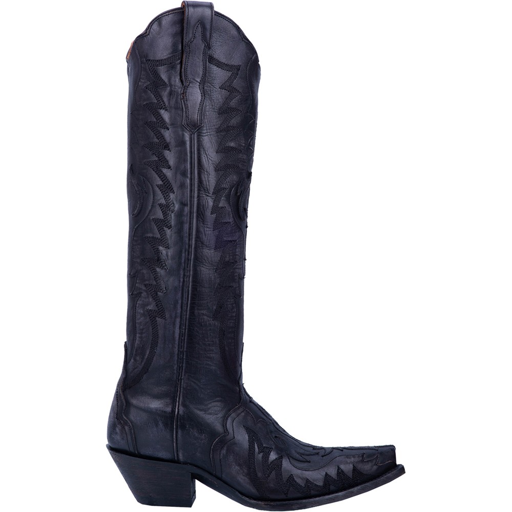 Dan Post Boots Hallie TooledInlay Embroidered Snip Toe Cowboy Womens Black Casu