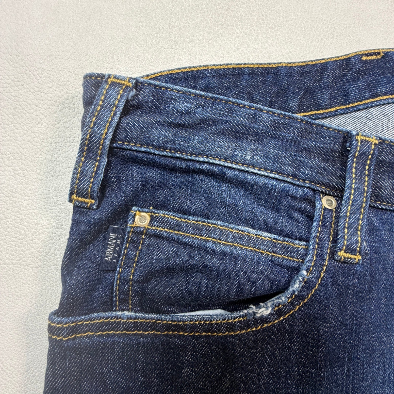 Armani Jeans Mens 38×31 Dark Wash Straight Leg Denim Pants 6Y6J45 6D31Z Blue