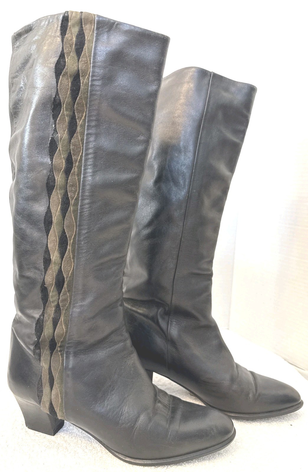 Madeleine Womens Black Leather Vibram Boots Size 7.5 Made In Italy