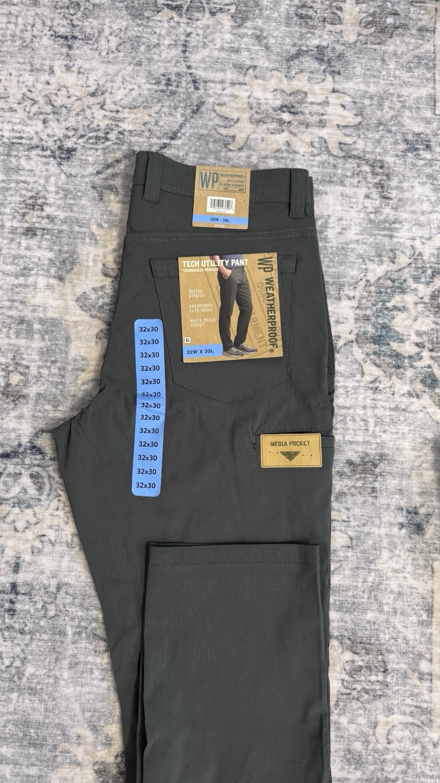 Weatherproof Men’s 32W Olive Slim Straight Utility Pants Media Pocket Stretch