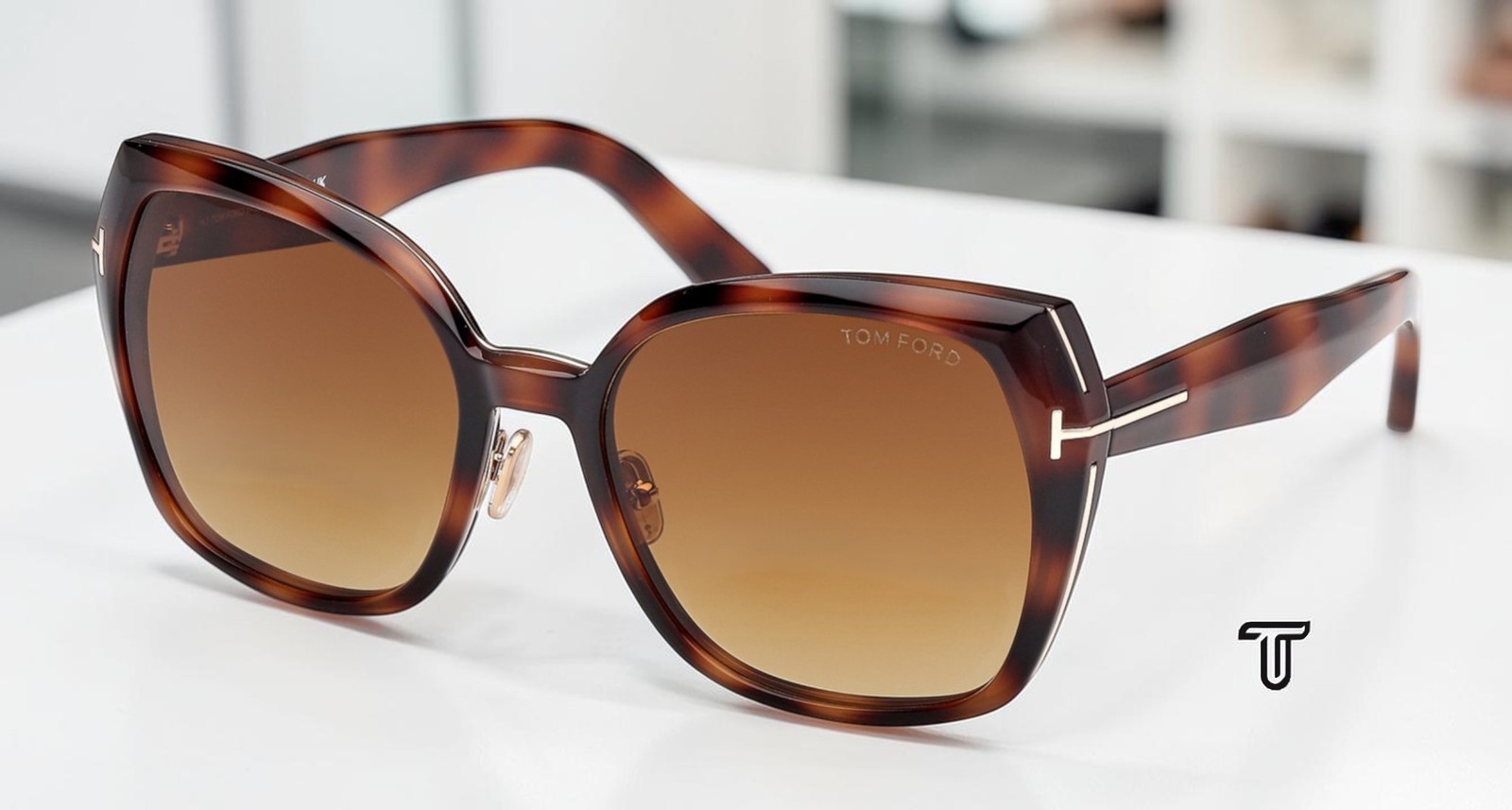 Tom Ford FT1223 53F Plum injected Blonde Havana Grad Brown 58mm Women Sunglasses