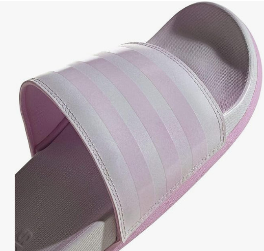 adidas Adilette Comfort Slides Womens 7 Dash Grey Clear Lilac White New FZ4878