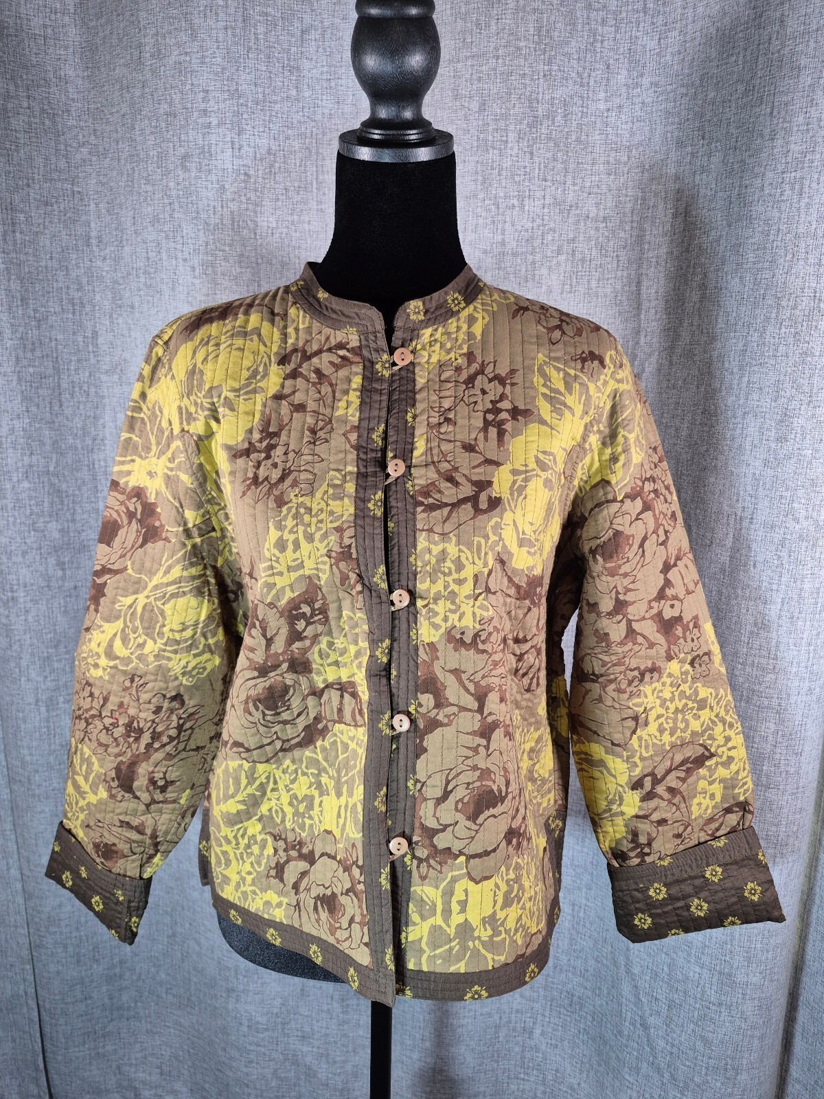 Provence d’Amour Reversible Quilted Floral Jacket Brown Yellow