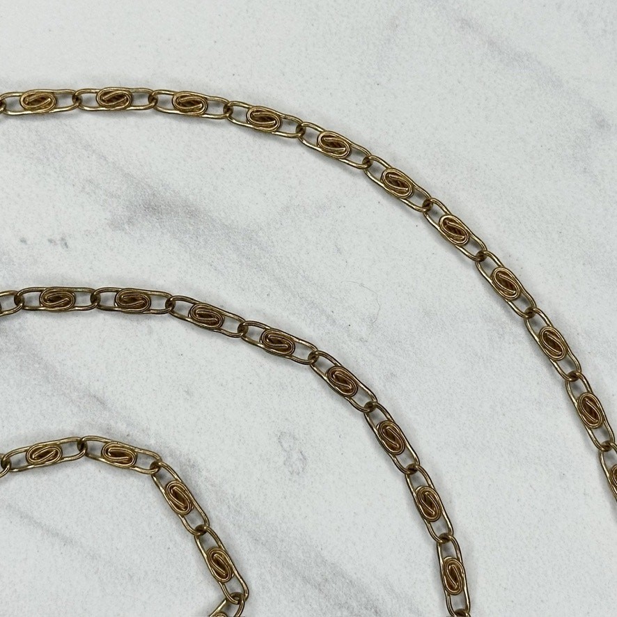 Skinny Gold Tone Swirl Chain Link Purse Handbag Replacement Strap 47″