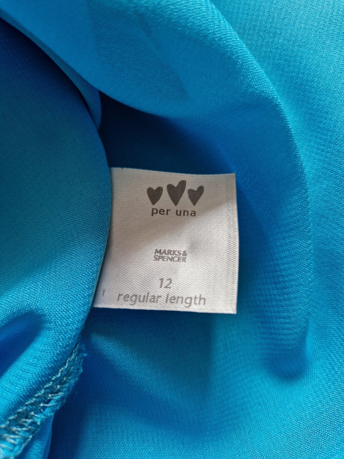 Per Una Blue Aqua Watercolour Midi Dress UK 12 Floaty Fit & Flare Occasion