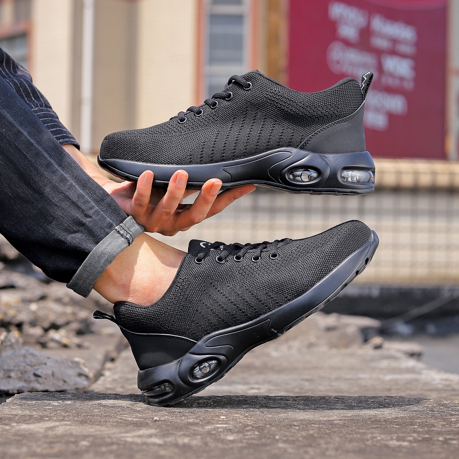 Work Safety Shoes Men Lightweight Indestructible Work Sneakers Steel Toe Shoes