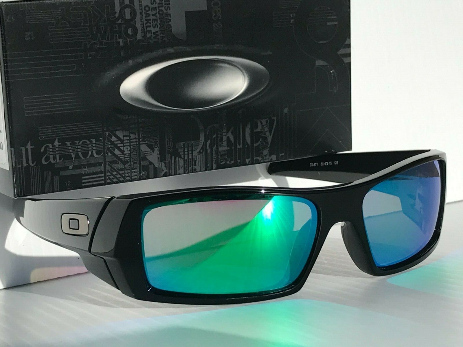 NEW Oakley GASCAN Black polished POLARIZED Galaxy Jade Iridium Sunglass 9014