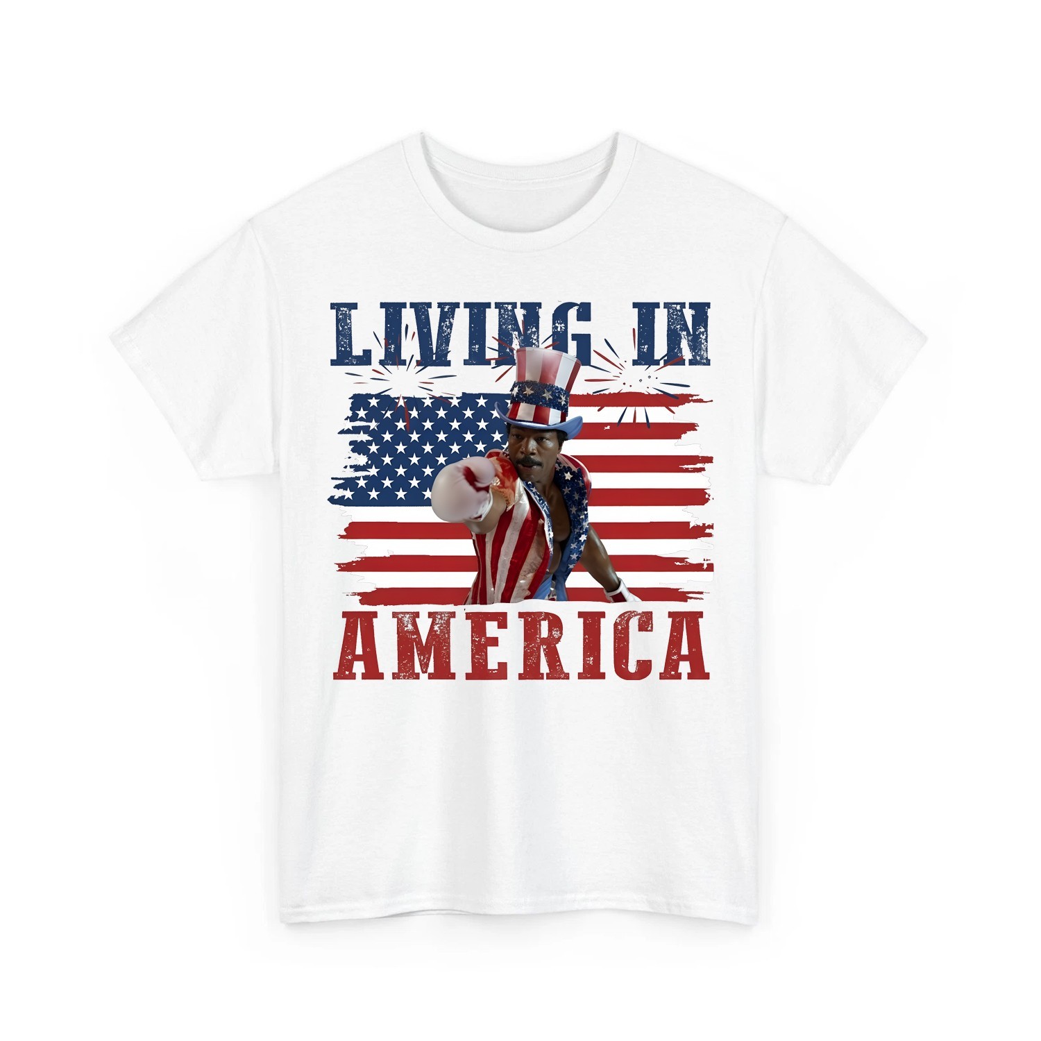 Apollo Creed Living In America T-shirt, Retro USA Shirt, 4th Of July Tee