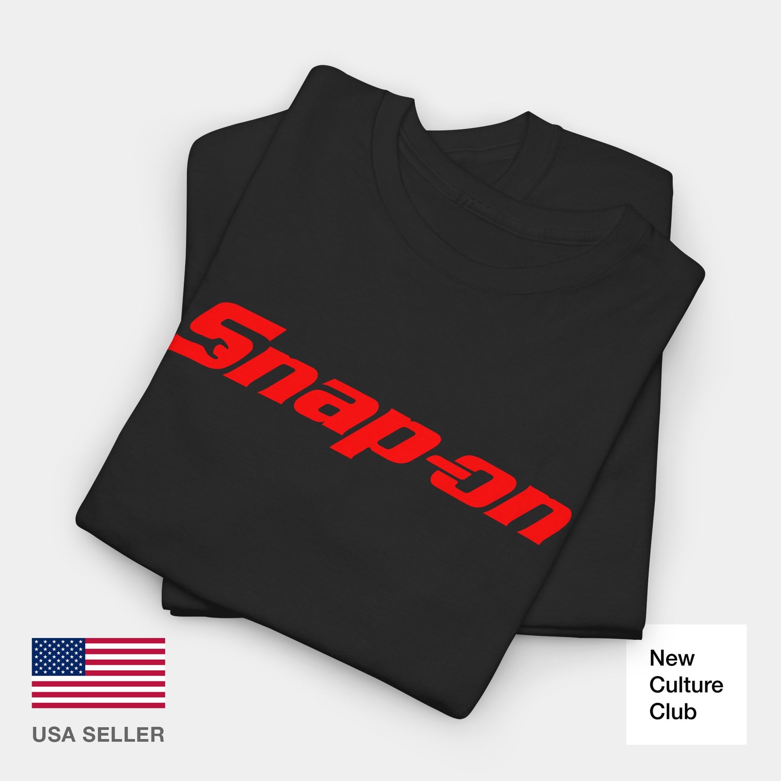 Snap On Tool Unisex Black Red Workwear Merch Inspired Design Heavy Cotton Tee