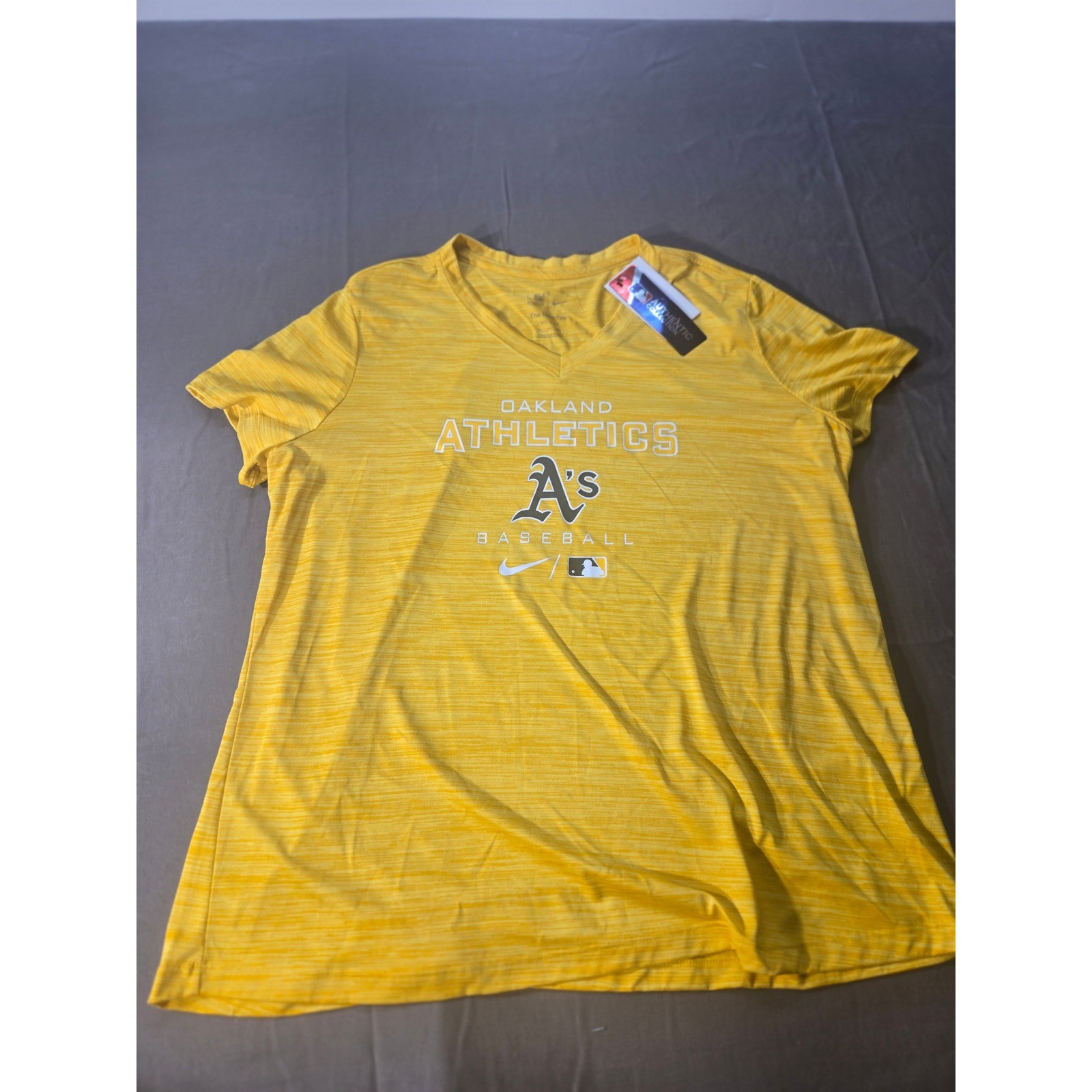 Nike Oakland Athletics MLB Authentic Collection Dri-FIT V-Neck Shirt Yellow XXL