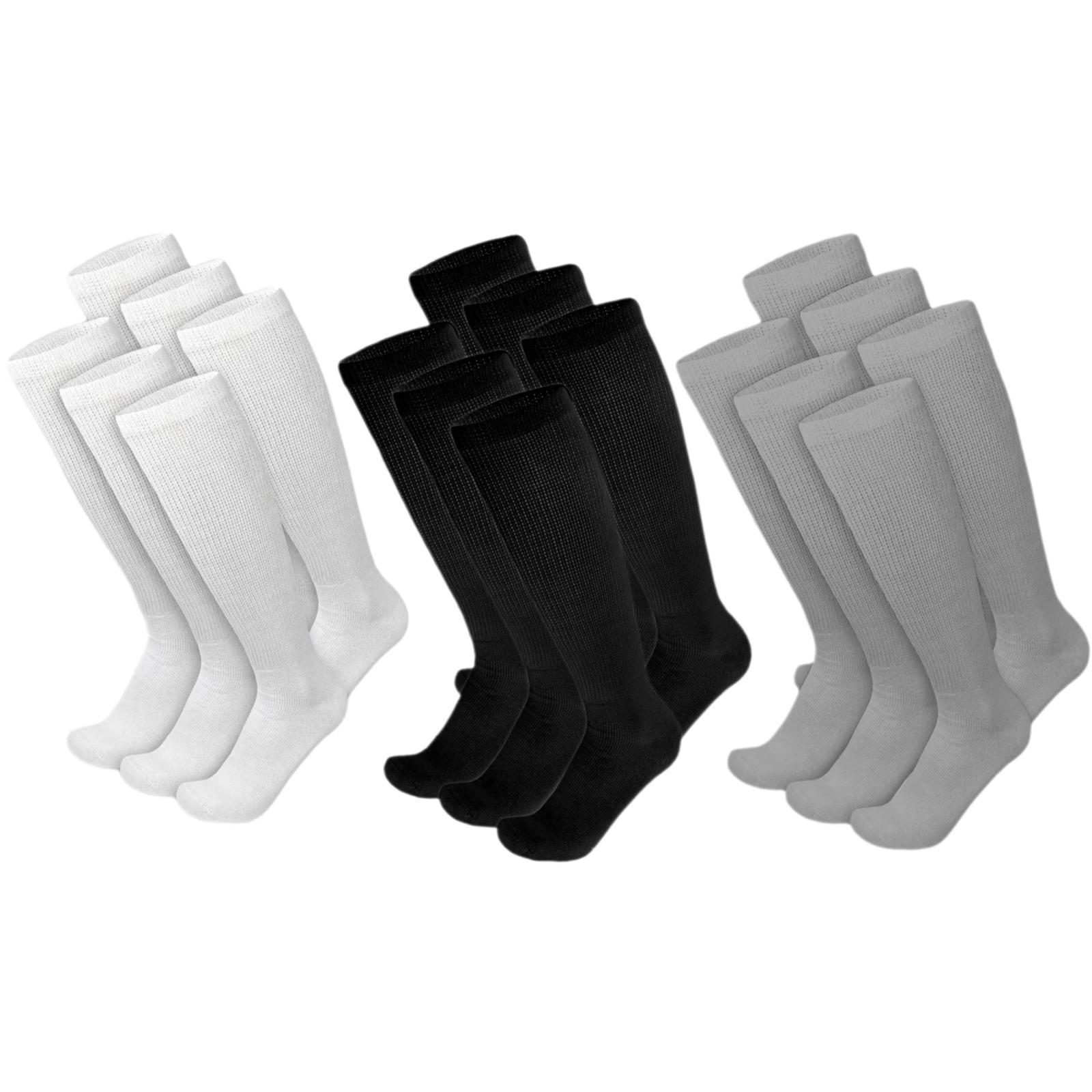 6 Pairs Men’s Diabetic Over the Calf Socks Knee High Compression Cotton Socks