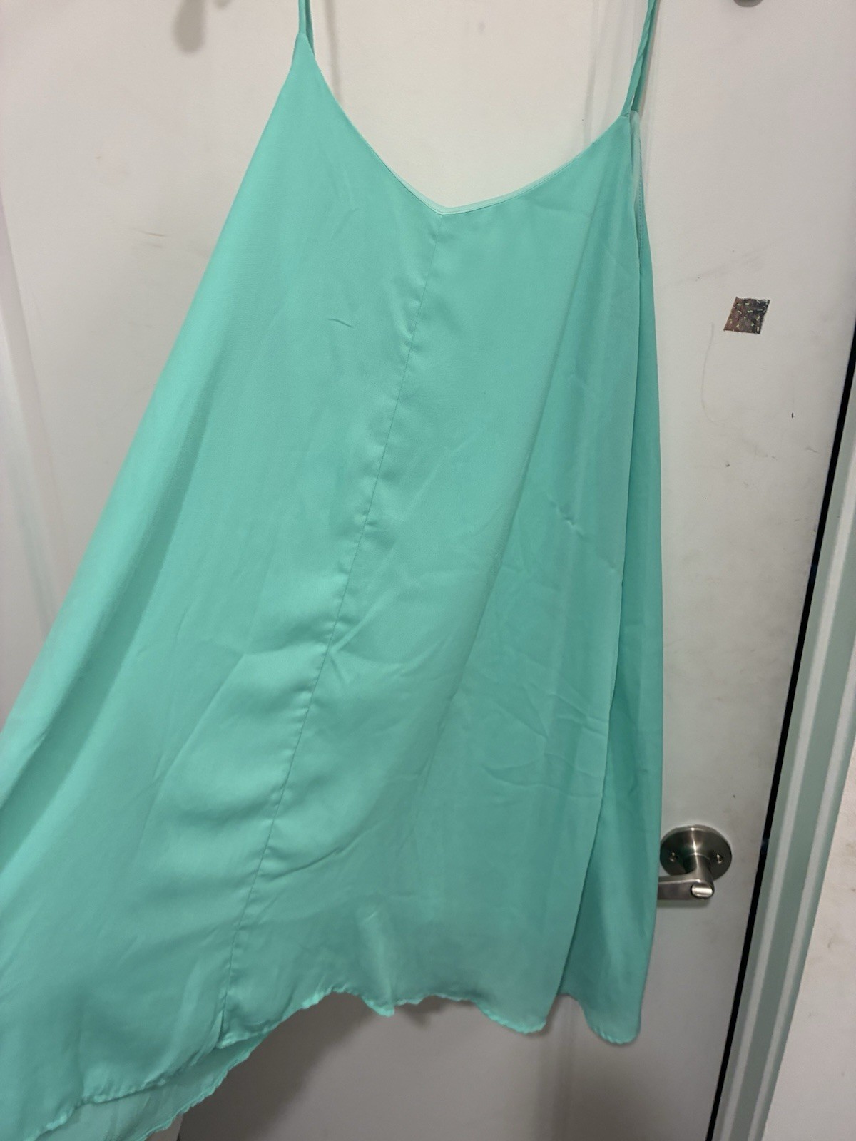 Let Them Eat Cake Green V-Neck Chiffon Slip Dress Spaghetti Strap L