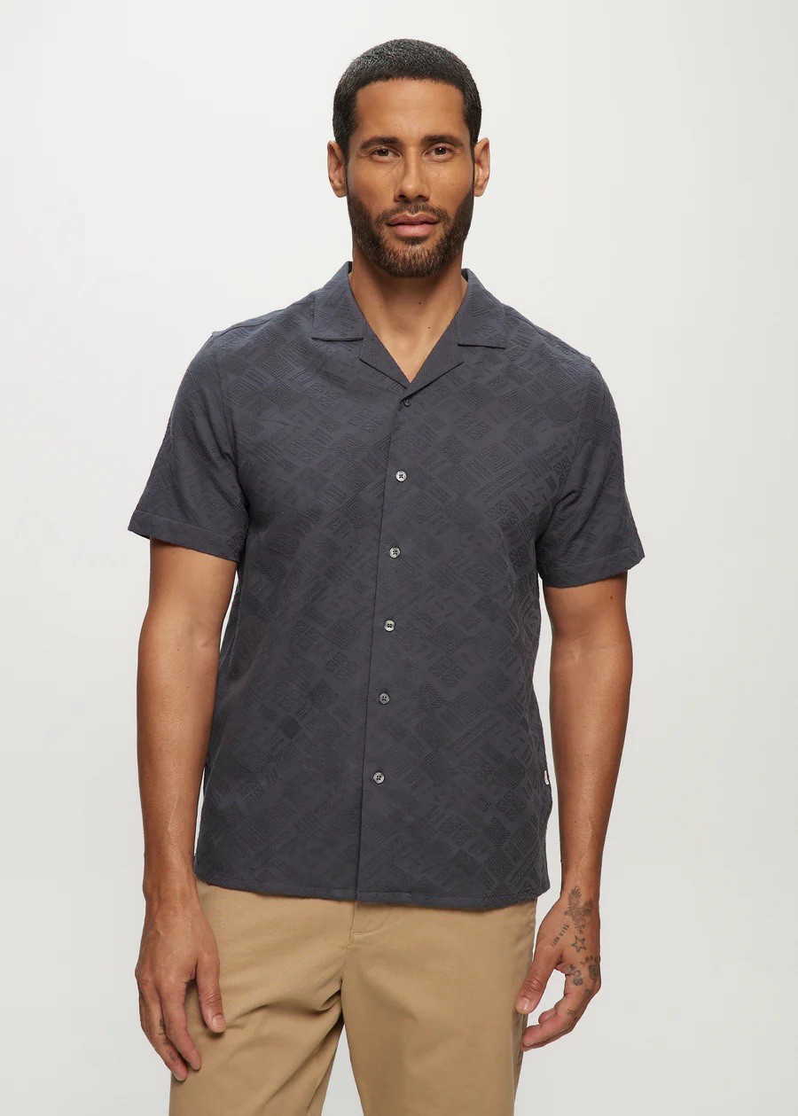 NWT Julian & Mark Tonal Jacquard SS Camp Shirt Small
