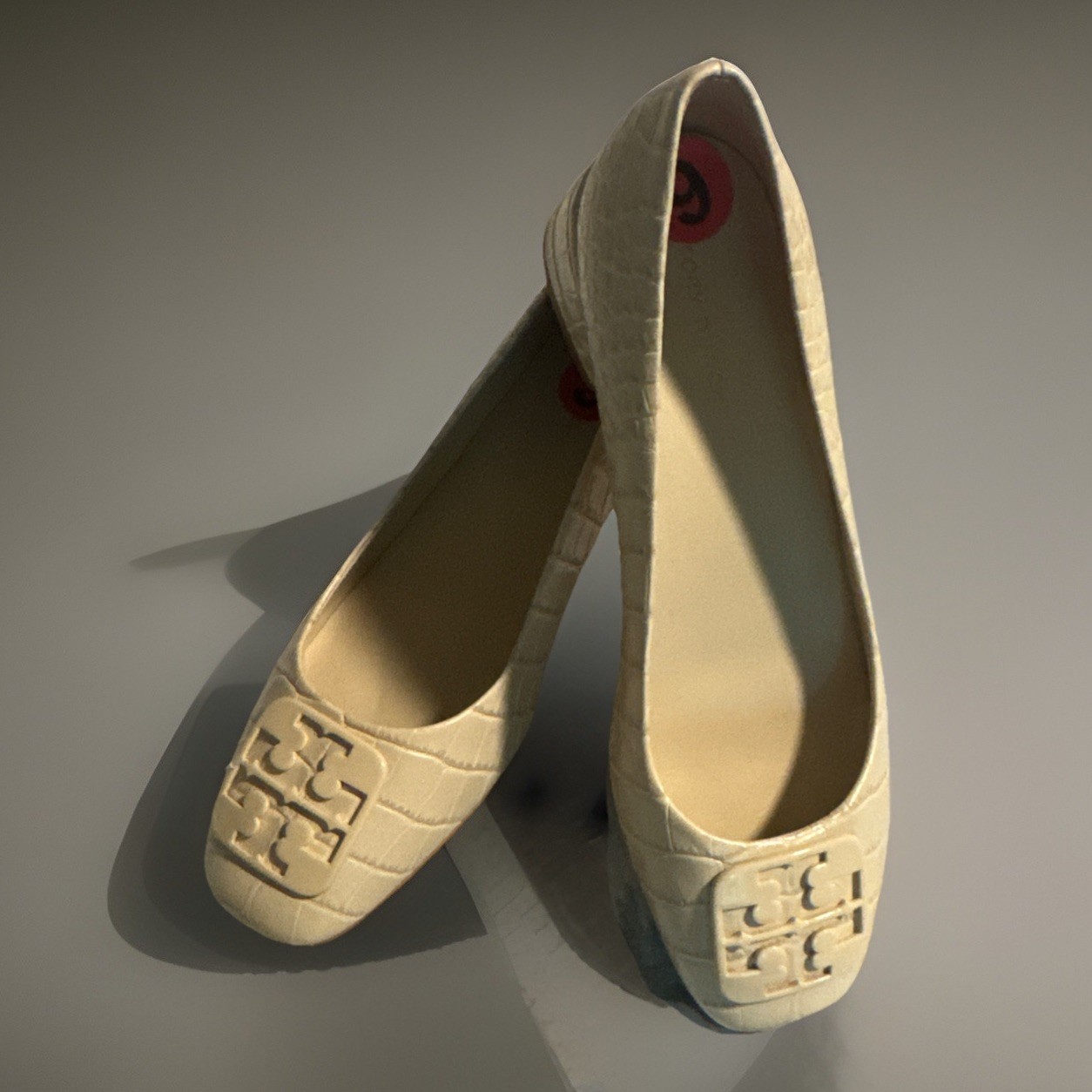 New Women Tory Burch Georgia Pump Soft Croco Logo Low Heel Shoes ,Sz. 10.5;6M