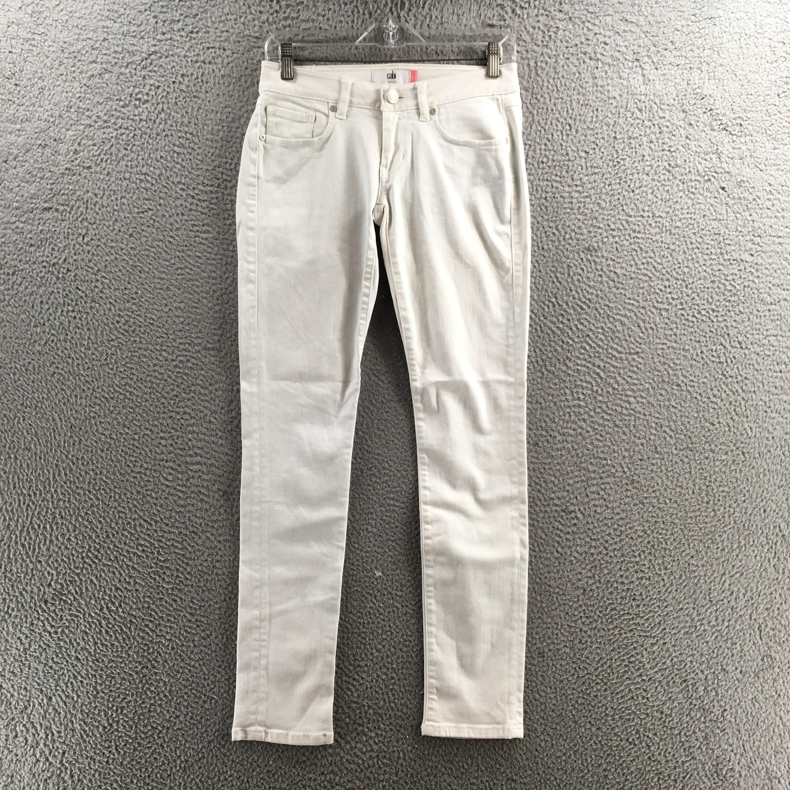 Cabi Slim Boyfriend Jeans Womens 00 White Denim Cotton Blend Low Rise Zip Fly