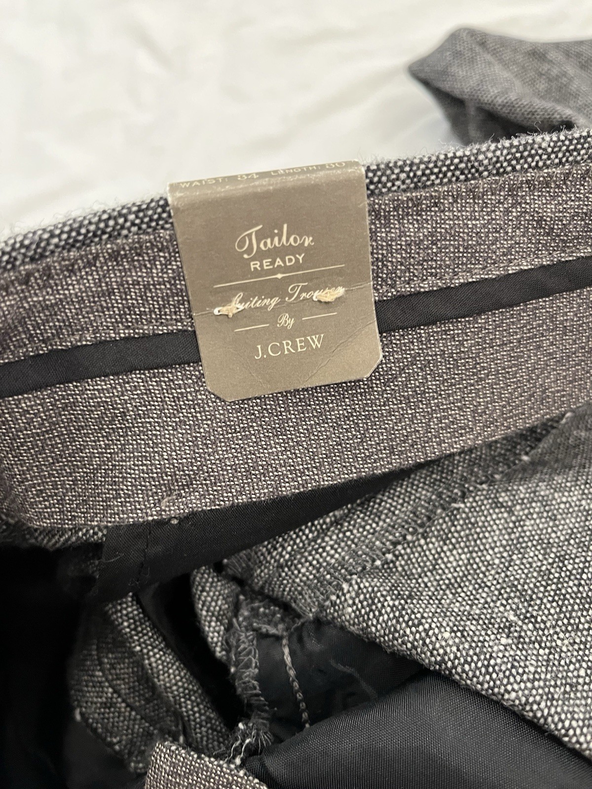 J Crew NWT Bowery Pants Mens 34×30 Gray Tweed Wool Blend Flat Front