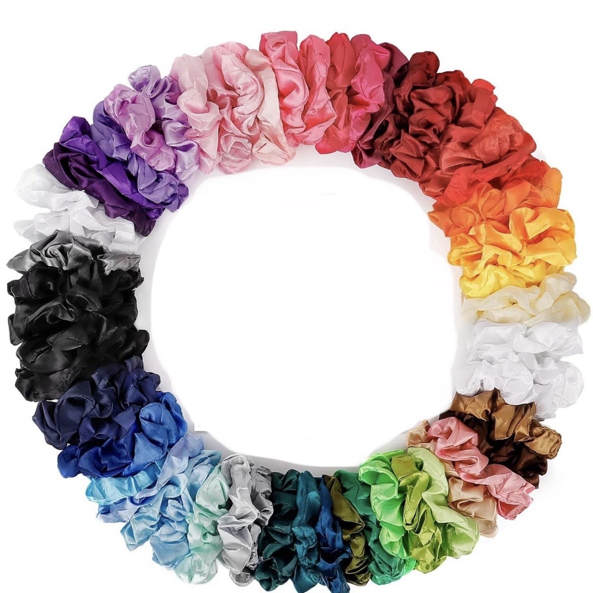 60Pack Satin Silk Hair Scrunchies for Women,Bulk Scrunchies Bands for Party,Xmas