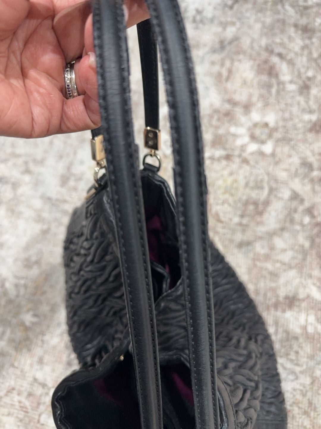 Authentic Coach Black Ruched”Madison” Leather Shoulder Bag