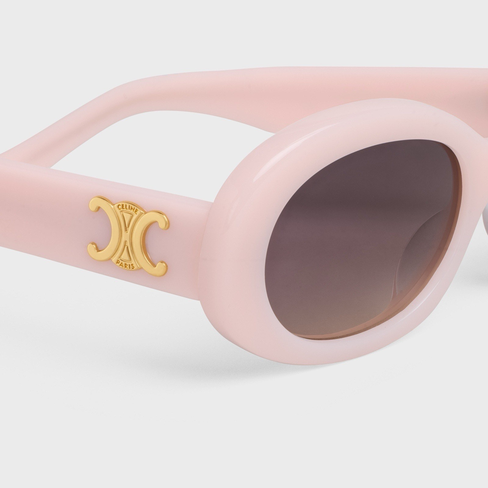 CELINE CL40194U 74B Triomphe Oval Sunglasses Pink Gold Grey Lens AUTHENTIC