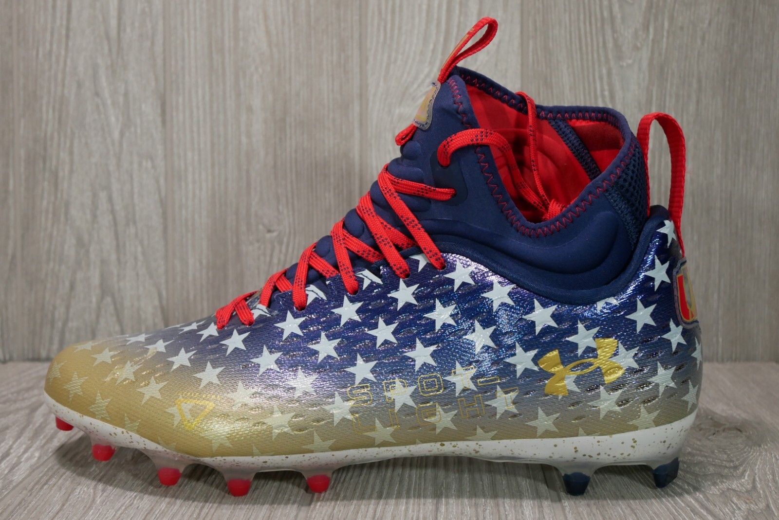 Under Armour Spotlight Lux LE MC USA Stars Football Cleats 3025366-100 Mens 9 11