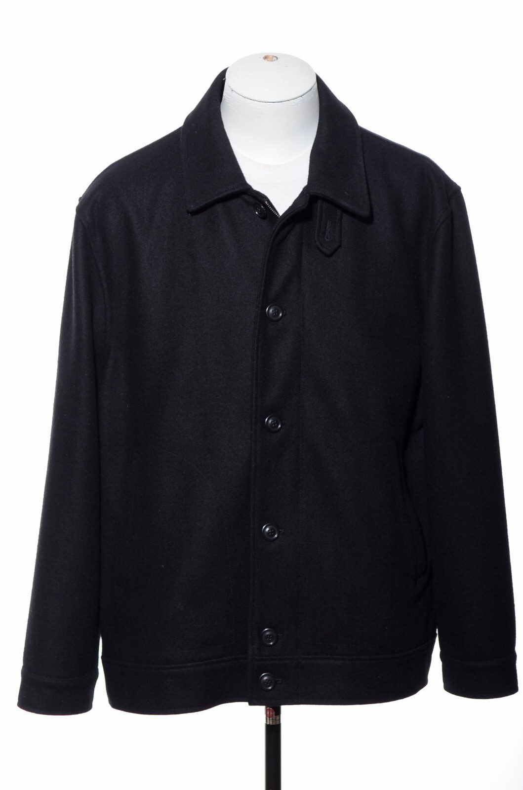 Joseph Abboud Outerwear Black Wool Rayon Blend Button-Up Zippered Jacket Coat L