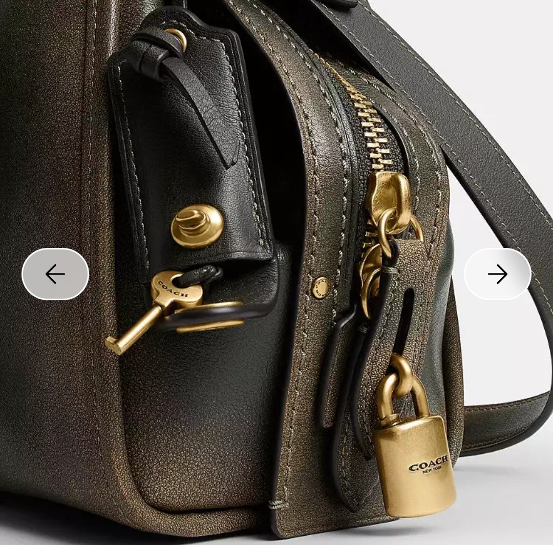 NWT Coach Loved Leather Rogue 31 Bag Brass Green Full Grain Leather CEN42 NEW!