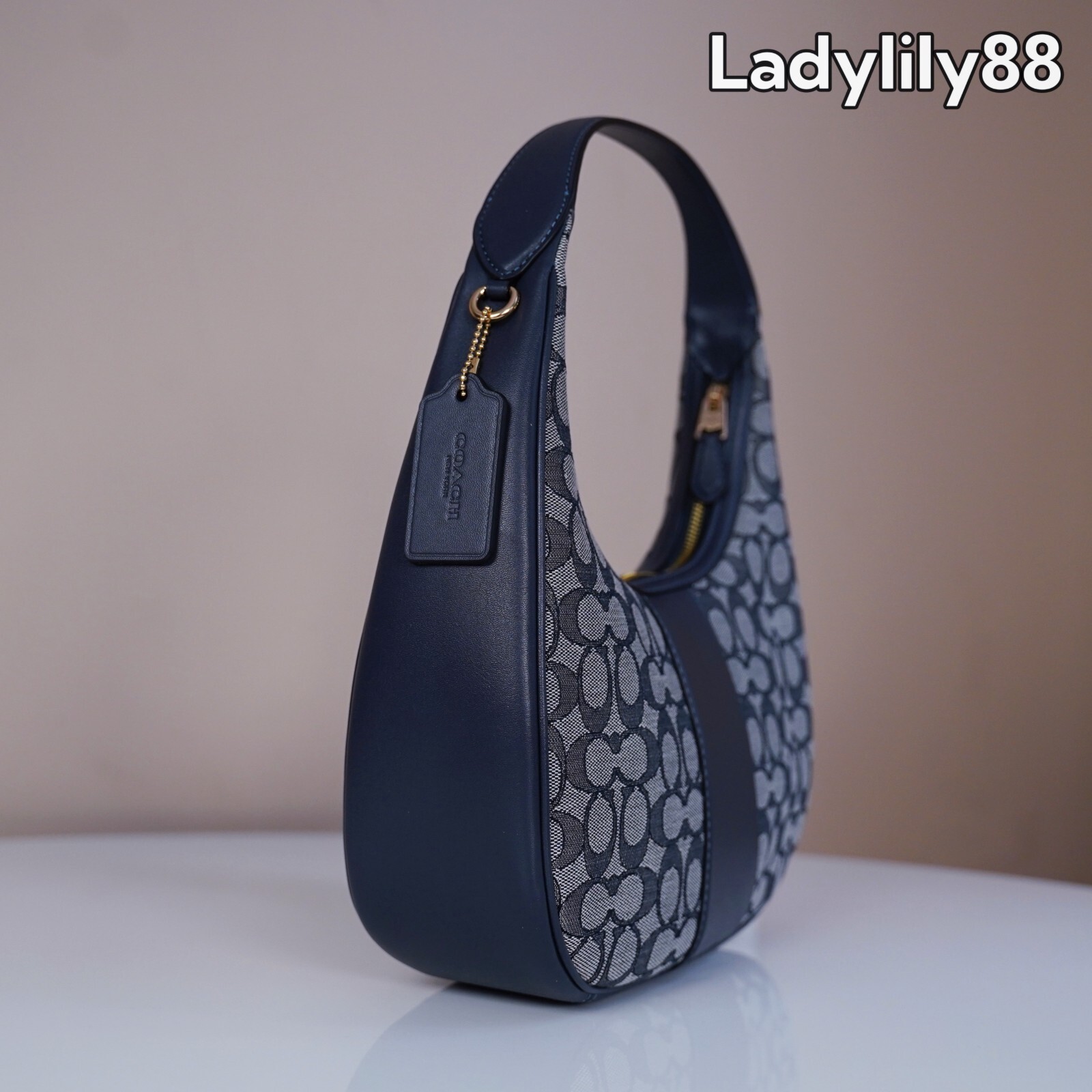 NWT Coach CV001 Carmen Shoulder Bag In Signature Jacquard Smooth Leather $350