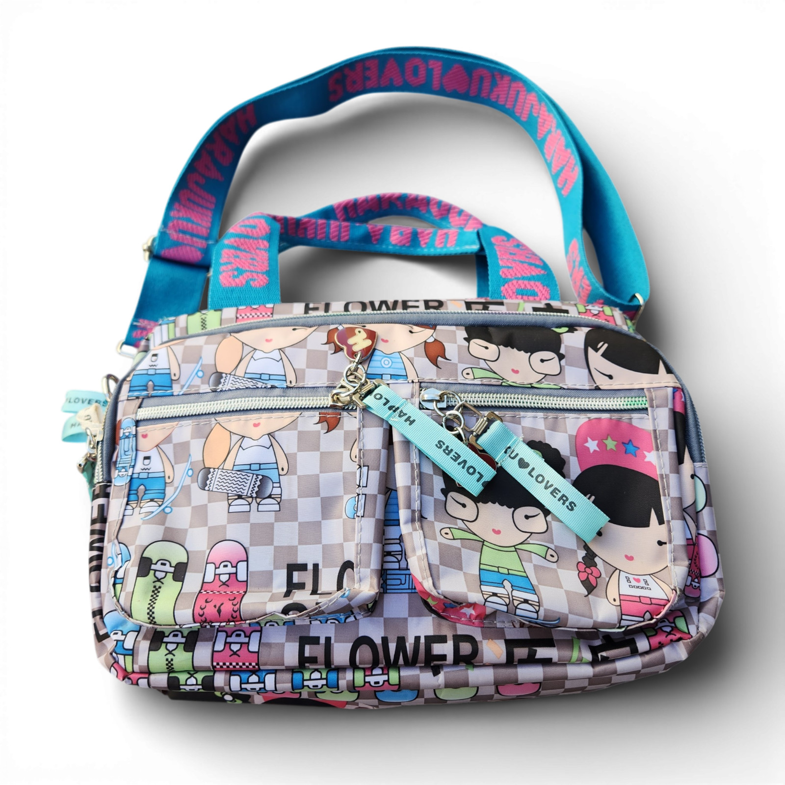 Harajuku Lovers Graphic Print Shoulder Bag Flower Spring Anime Skater Girl Style