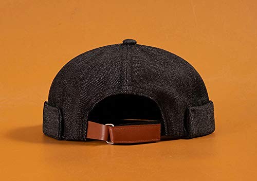 Docker Cap Men Brimless Hats Beanie Rolled Cuff Retro Sailor Hat with Adjustable