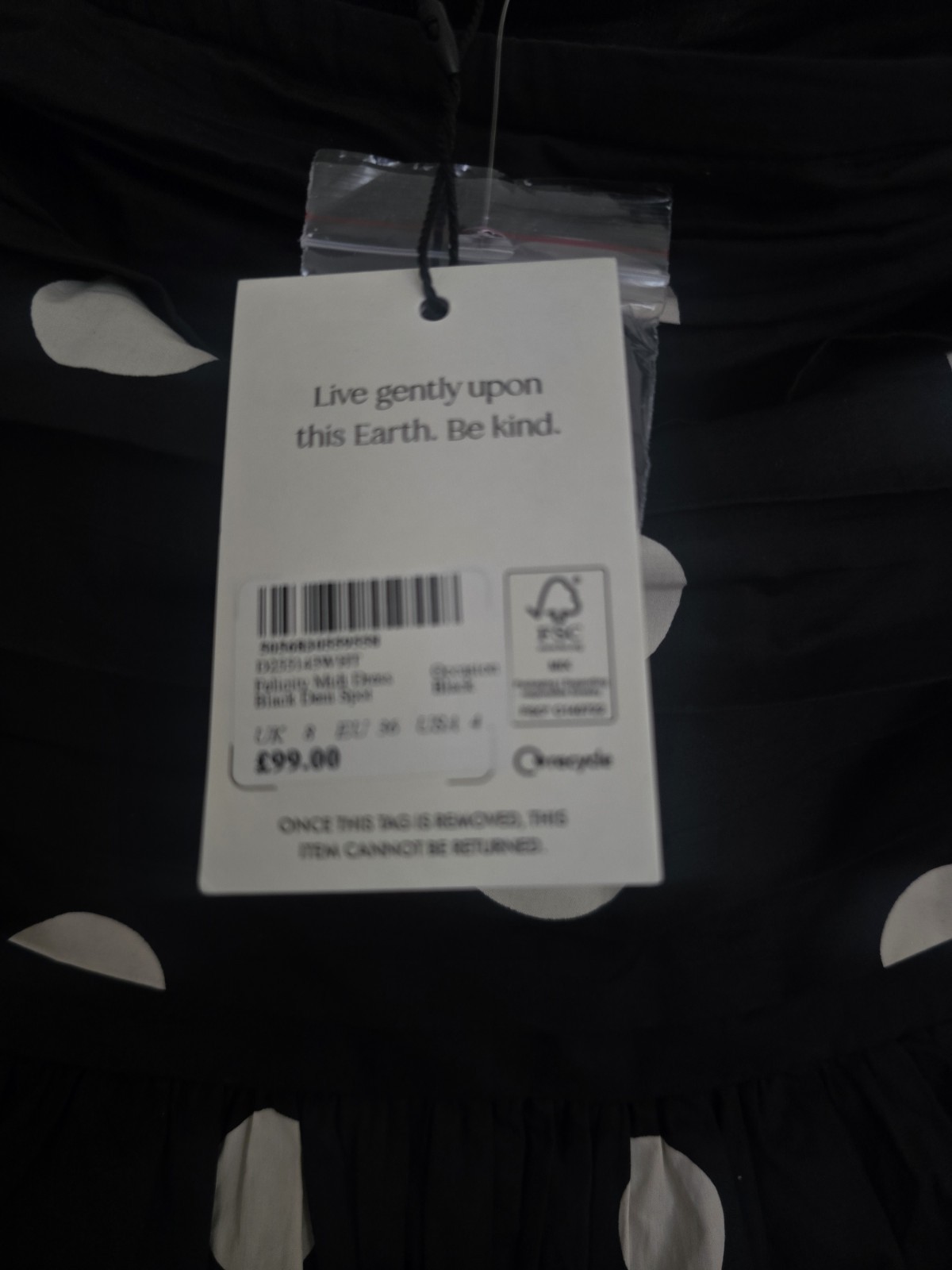 Black Polka Dot Bandeau Felicity Midi Dress size 8/S