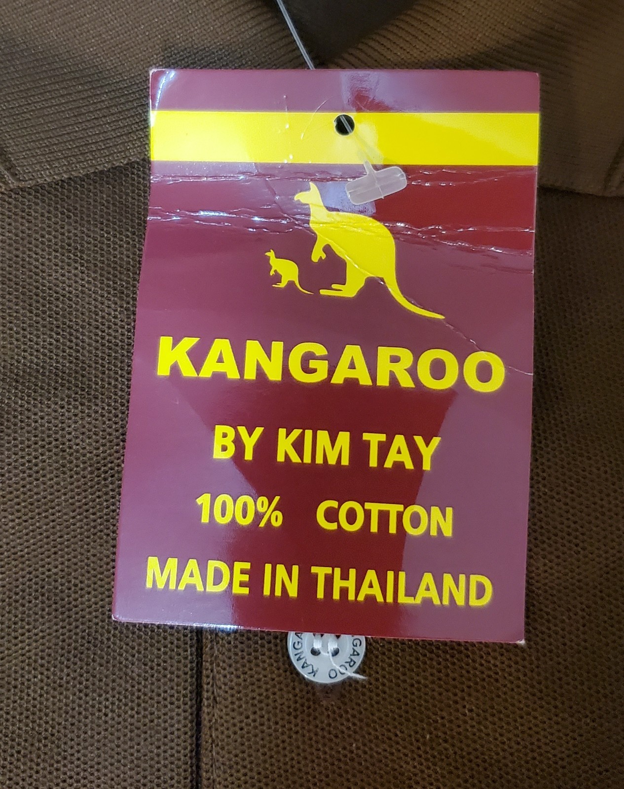 Kangaroo By Kim Tay 100% Cotton Brown Polo Shirt NWT Large