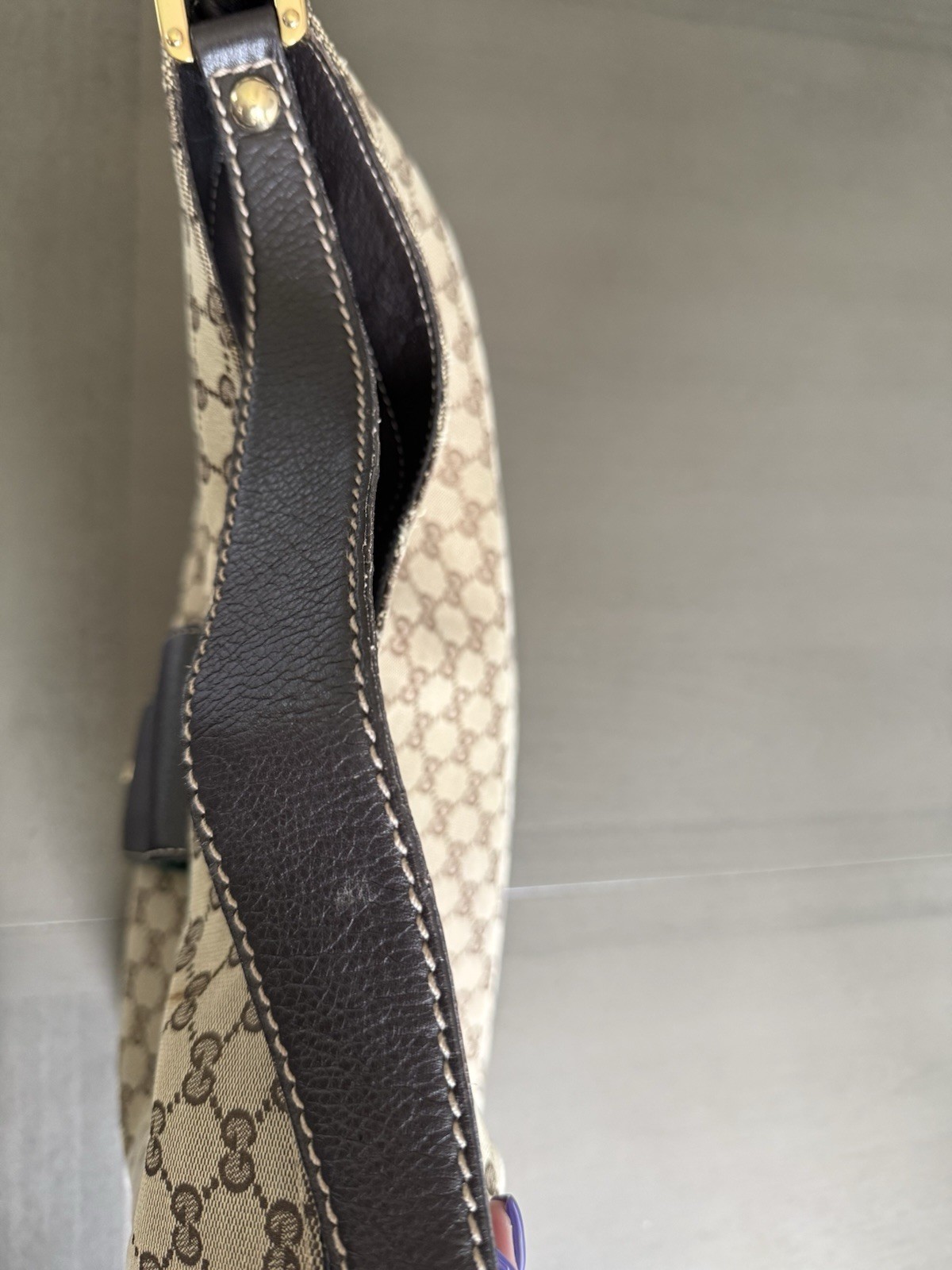 Gucci GG Web Hobo Bag Medium Brown Canvas