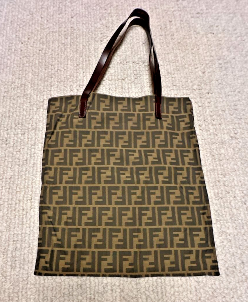 Fendi Vintage Zucca FF Logo Canvas Vertical Tote Bag